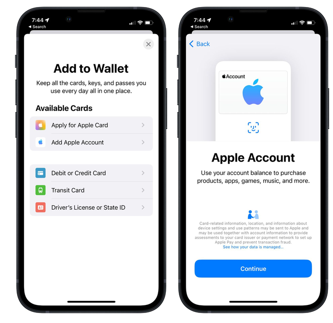 覃塘苹果手机维修分享iOS 15.5钱包App如何添加 Apple 账户 